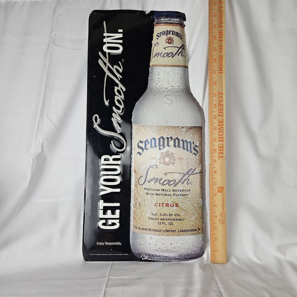 2003 Seagrams Smooth "Get Your Smooth On" Advertising Hanging Metal Bottle Sign